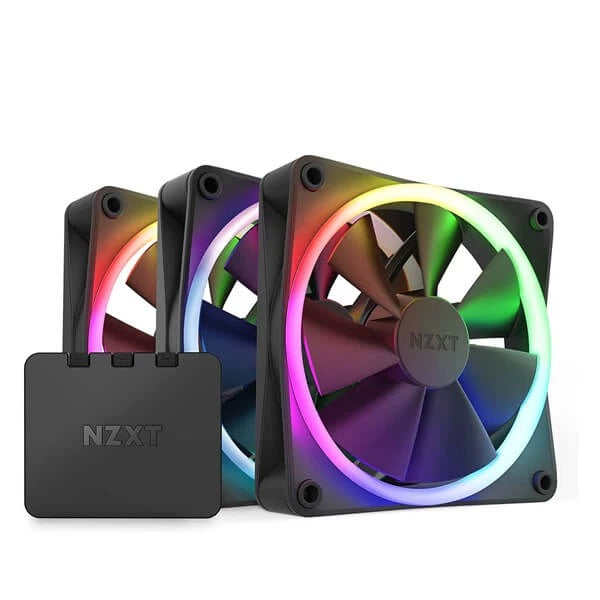 NZXT F120 RGB 120mm Black Cabinet Fan With RGB Controller (Triple Pack) – TechCure India