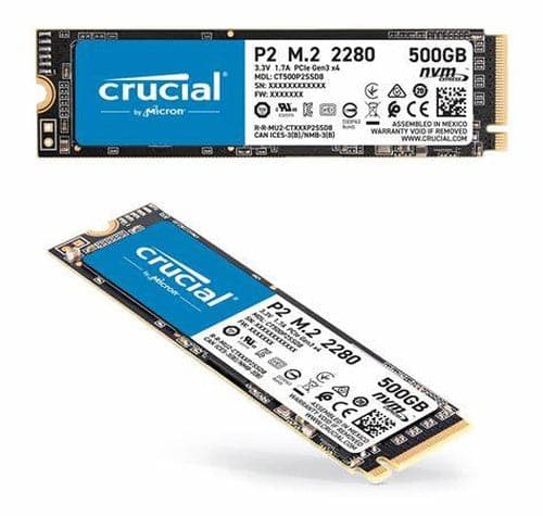 CRUCIAL P2 500GB 3D NAND M.2 NVME Gen3 Internal Solid State Drive ( SSD ) - 3