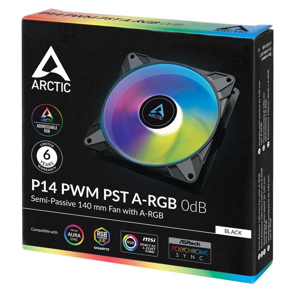 ARCTIC P14 PWM PST ARGB 140mm CPU Cabinet Fan ( Black ) - 4