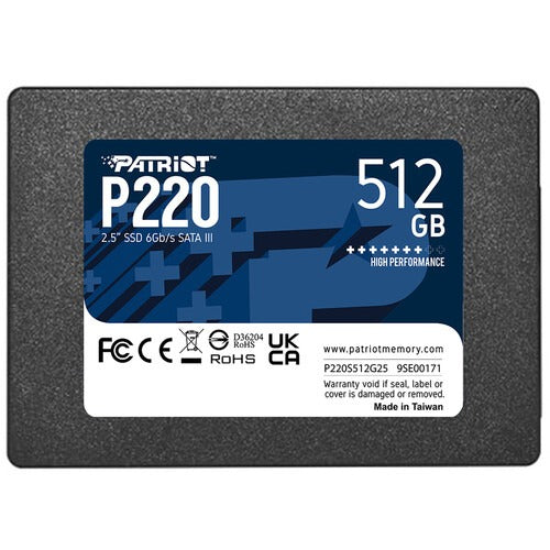 Patriot 512 GB P220 2.5" SATA III Read Speed 550MB/s Internal (SSD) Solid State Drive, 5 Year Warranty – TechCure India