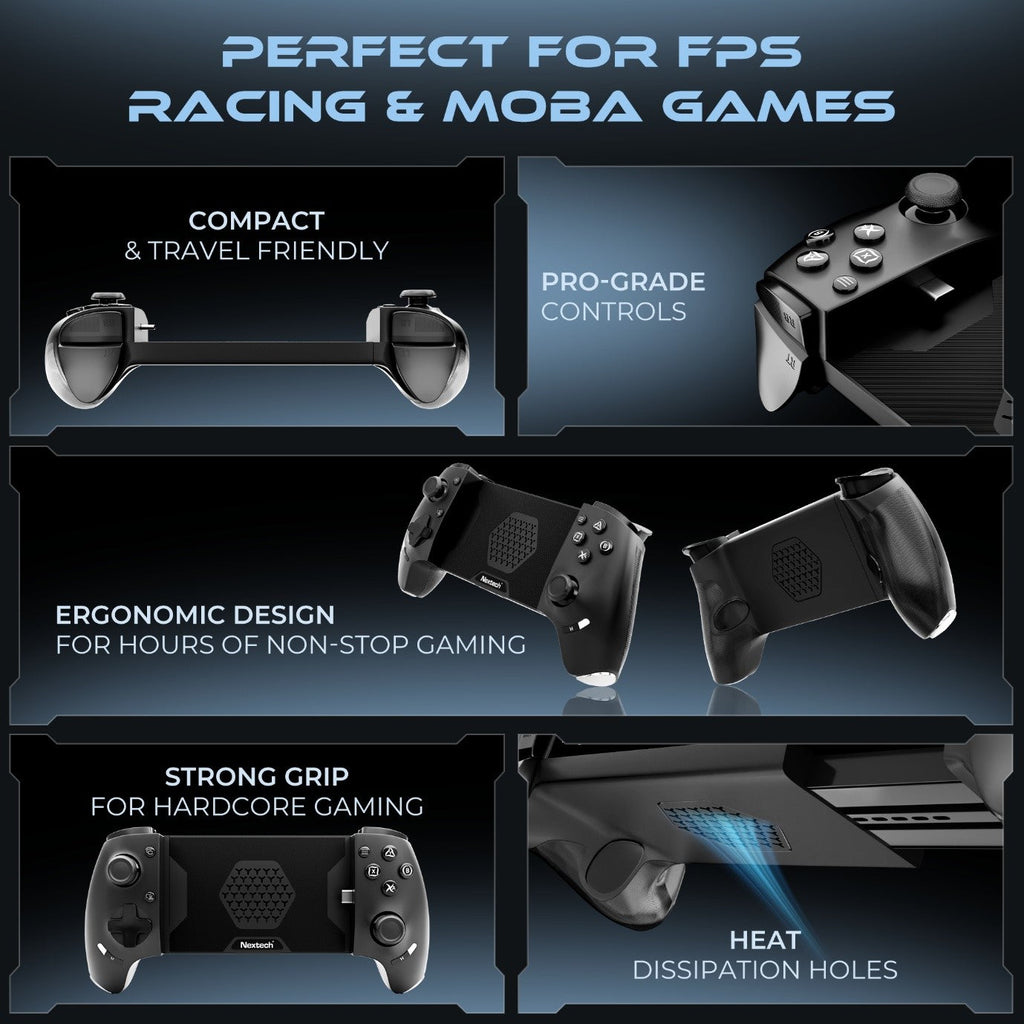 KLUTCH ONE GAMEPAD WITH IPHONE/ANDROID, XBOX, HID & KEYMAP MODES | WIRED & BLUETOOTH CONNECTIVITY | LIGHTING INDICATORS | GAMING CONTROLLER FOR MOBILE, PC,CONSOLE | WIRELESS GAMEPAD & JOYSTICK – TechCure India