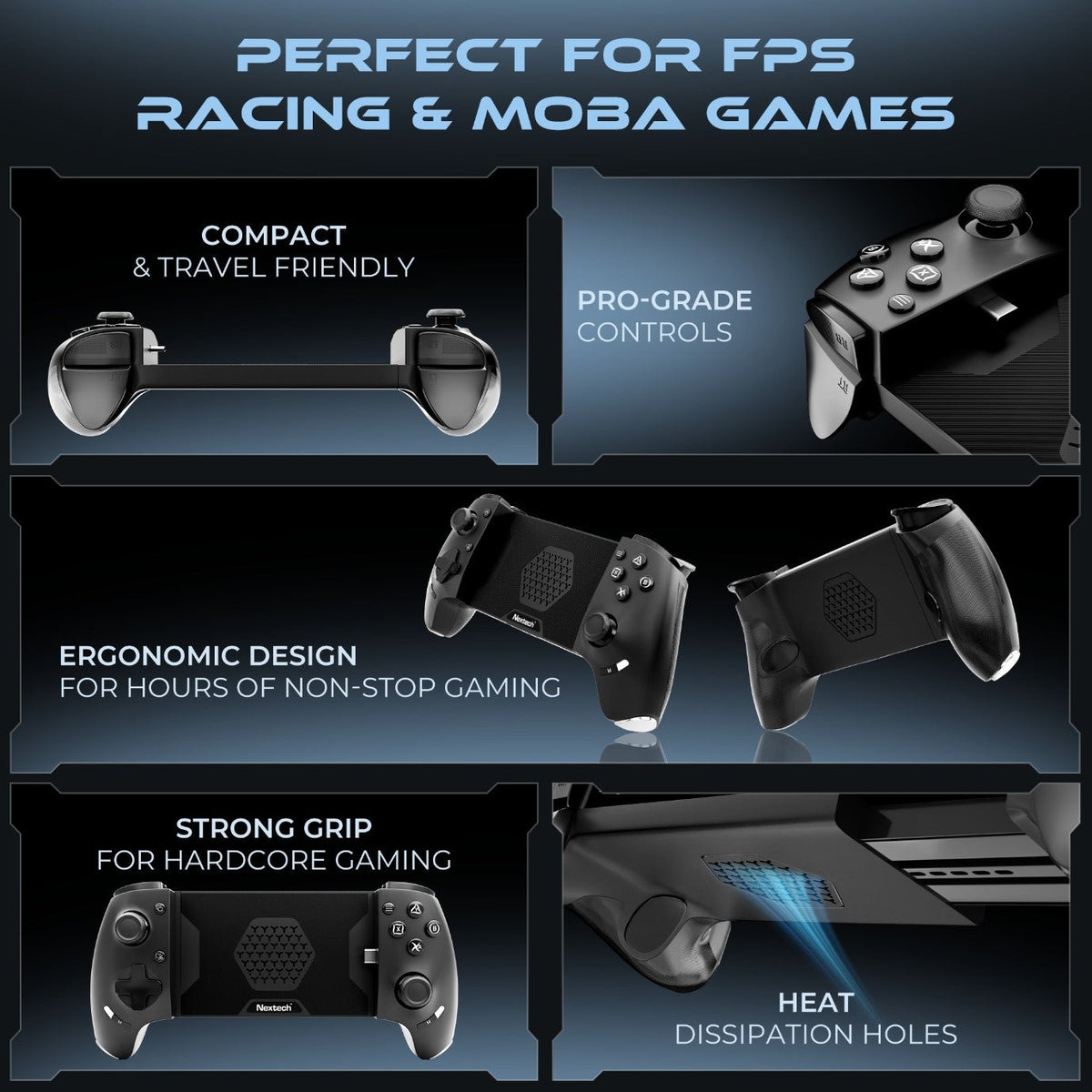KLUTCH ONE GAMEPAD WITH IPHONE/ANDROID, XBOX, HID & KEYMAP MODES | WIRED & BLUETOOTH CONNECTIVITY | LIGHTING INDICATORS | GAMING CONTROLLER FOR MOBILE, PC,CONSOLE | WIRELESS GAMEPAD & JOYSTICK – TechCure India