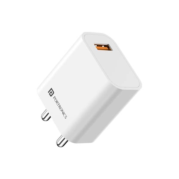 Portronics Adapto One Plus 18w 3A Mach USB Fast Charging Adaptor (White) – TechCure India