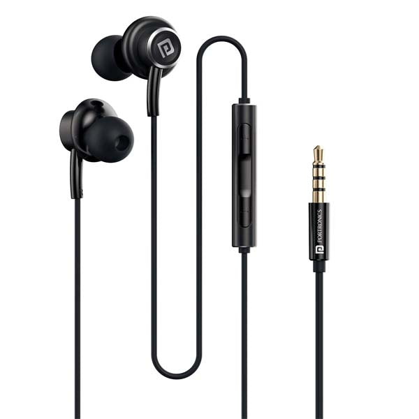 Portronics Conch Sigma A in Ear 3.5mm Aux Wired Earphones (Black) – TechCure India