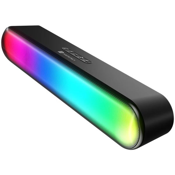 Portronics Decibel 23 16W Wireless Bluetooth Soundbar with LED Lights, Upto 5Hours Playback Sound, Bass Mode, Built in Mic, USB Port, 3.5mm AUX Port, Bluetooth 5.3v, Type C Charging (Black) – TechCure India