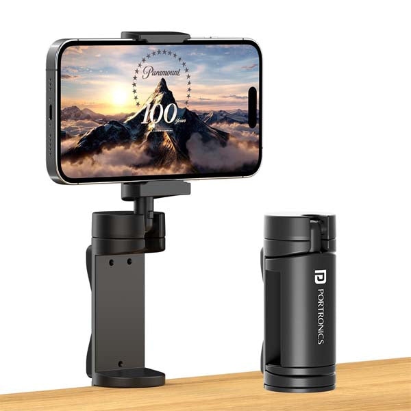 Portronics Mobot Clip Mobile Holder with 360° Adjustable Angles (Black) – TechCure India