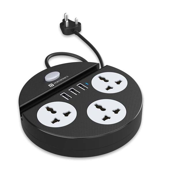 Portronics Power Plate 5 1500W 3 Socket Extension Boards (Black) – TechCure India
