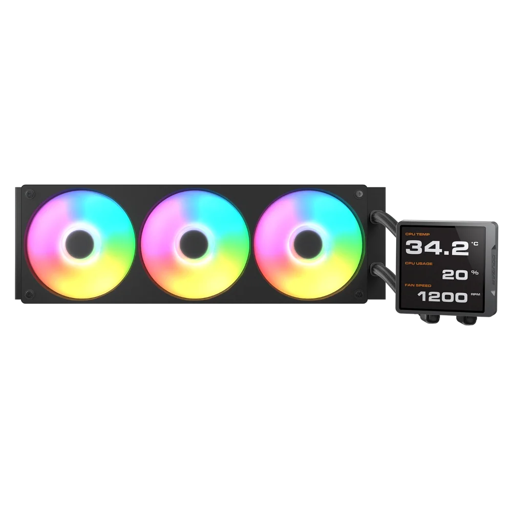 COUGAR Poseiden Vistek Pro ARGB 360mm CPU Liquid Cooler ( With LCD Display ) ( Black ) – TechCure India