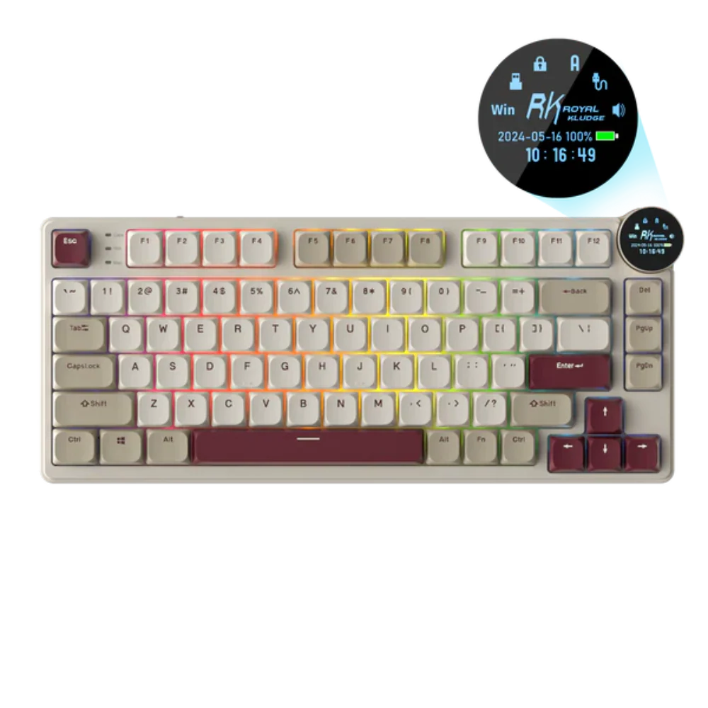ROYAL KLUDGE RK N80 75% RGB Mechanical Wireless Gaming Keyboard ( Rosy Clouds ) ( RK Low Profile Brown )