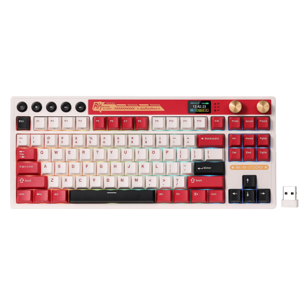 RK ROYAL KLUDGE M87 Wireless Gaming Keyboard RED Famicom Cream Switch – TechCure India
