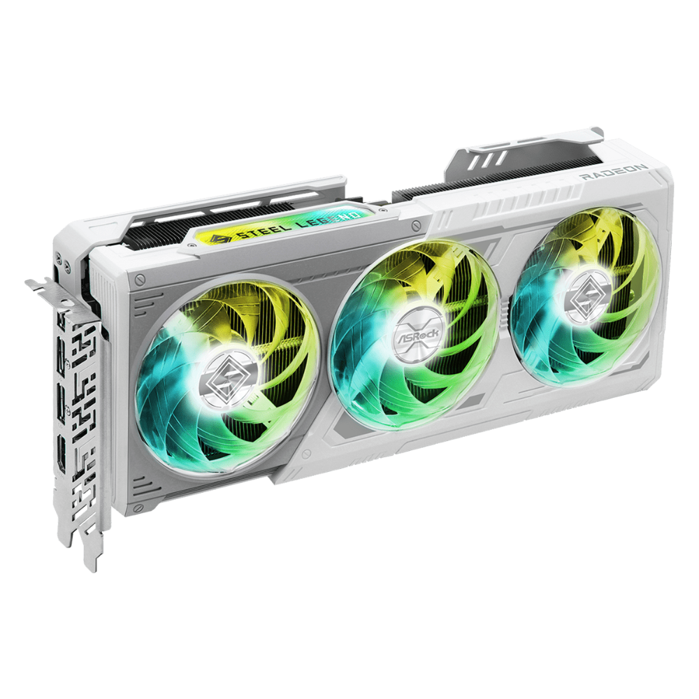 ASROCK Radeon RX 9070 XT Steel Legend White 16GB AMD Graphic Card - 3