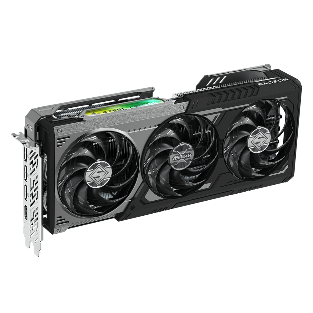 ASROCK Radeon RX 9070 XT Steel Legend Dark 16GB AMD Graphic Card - 3