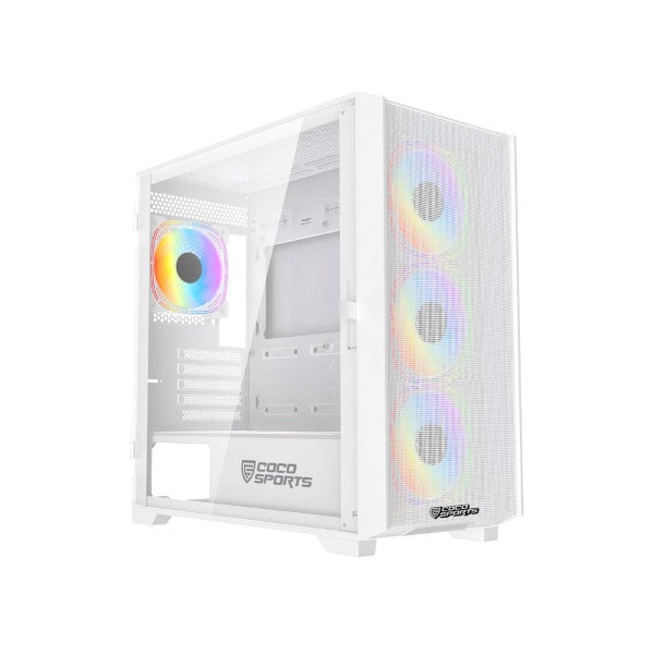 Coconut Rampage Elite Mesh mATX Gaming Cabinet - White – TechCure India