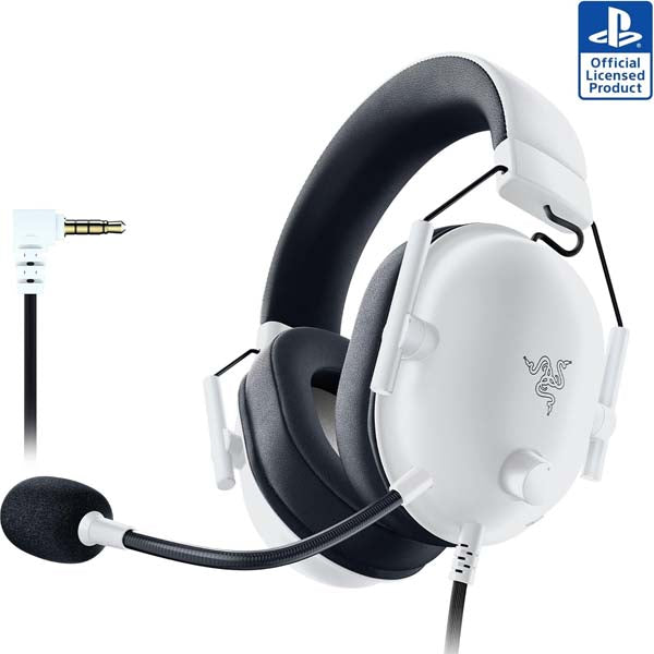 Razer BlackShark V2 X PlayStation Gaming Headset: 50mm Drivers - Cardioid Mic - Lightweight - Comfortable, Noise Isolating Earcups - for PS5, Xbox Series X, PC, Switch via 3.5 mm Audio Jack - White – TechCure India