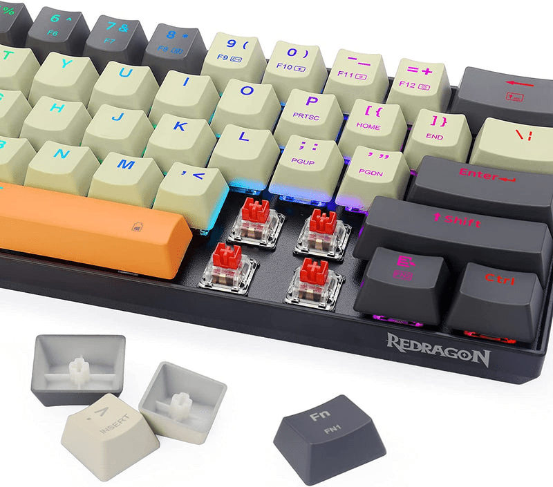 Redragon Caraxes Pro K644 SE – 65% Bluetooth + 2.4GHz Wireless + Wired RGB Mechanical Keyboard Cream/Grey/Orange (Red Switch) – TechCure India