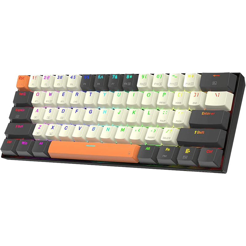 Redragon Caraxes Pro K644 SE – 65% Bluetooth + 2.4GHz Wireless + Wired RGB Mechanical Keyboard Cream/Grey/Orange (Red Switch) – TechCure India