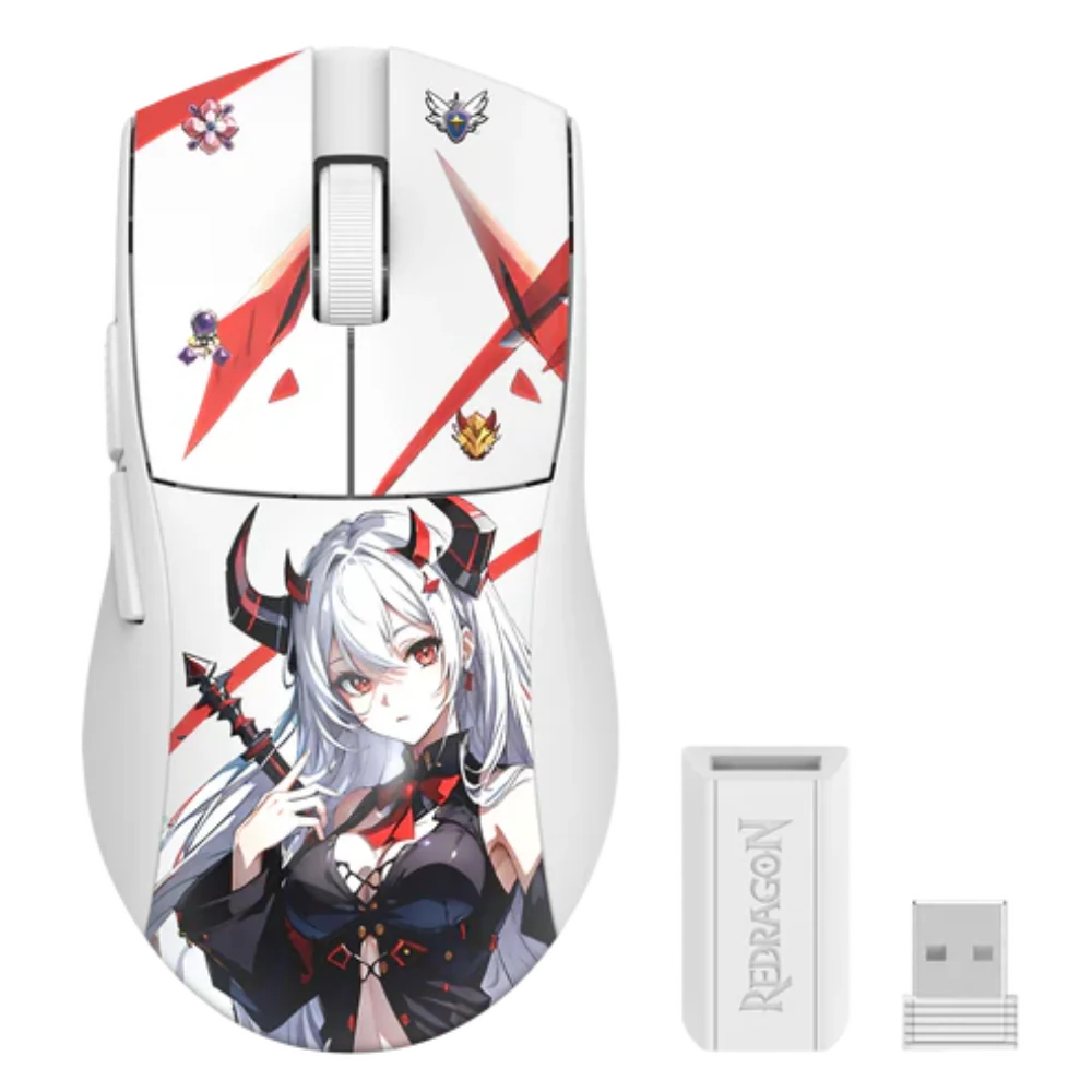 REDRAGON Eisa K1NG M916 Pro Wireless Anime Editon Ergonomic Gaming Mouse ( 26000DPI / 5 Macro Buttons ) ( White ) – TechCure India