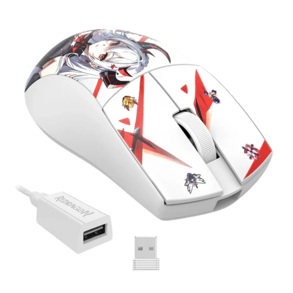 REDRAGON Eisa K1NG M916 Pro Wireless Anime Editon Ergonomic Gaming Mouse ( 26000DPI / 5 Macro Buttons ) ( White ) – TechCure India