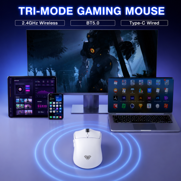 AULA SC580X Tri-Mode Wireless Gaming Mouse White (SC580XW) – TechCure India