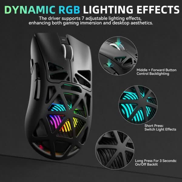 AULA SC620 Tri-Mode Wireless Gaming Mouse for PC, Laptop, Mac Black (SC620B) – TechCure India