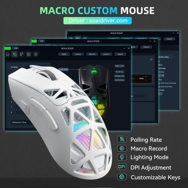 AULA SC620 Tri-Mode Wireless Gaming Mouse for PC, Laptop, Mac White (SC620W) – TechCure India