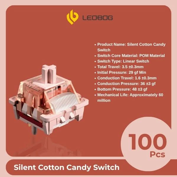 AULA LEOBOG Silent Cotton Candy Linear Switch Ultra-Smooth, Pre-Lubed, Hot-Swappable, Ideal for Custom Keyboards 100pcs (SCCS100) – TechCure India