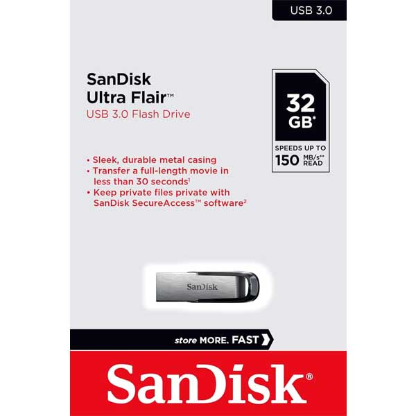 SanDisk Ultra Flair 32GB USB 3.0 Pen Drive (Silver) – TechCure India