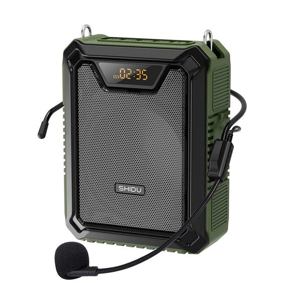 Shidu M808 - Wired Portable Voice Amplifier with LED Display and Speaker (Green) – TechCure India