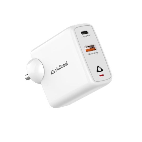 Stuffcool Neo 45 Pro Dual Port 45W PD PPS Type C Port with Super Fast Charging 2.0 for samsungs, Charges iPhones Pixels 50% in 30 mins, Charges Nothing Phones, MacBook Air with Type A 18W QC3 Output – TechCure India