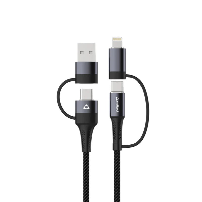 Stuffcool Quad 4-in-1 Lightning To Type C, Type C to C, Type C, Lightning Cable – TechCure India