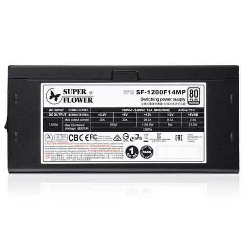 Super Flower Leadex Platinum SE 1200W 80+ Platinum, 10 Years Warranty, ECO Fanless & Silent Mode, Full Flat Ribbon Modular Power Supply, Dual Ball Bearing Fan, SF-1200F14MP V2 – TechCure India