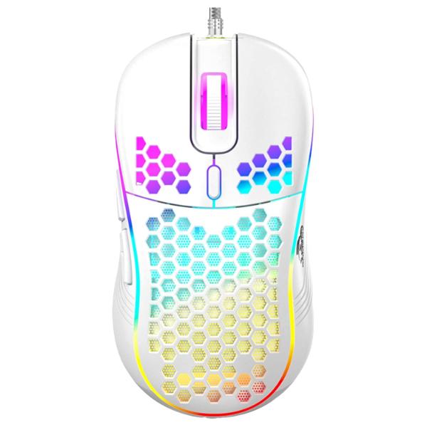 TAG Gamerz Fusion RGB Gaming Mouse White USB Wired, Honeycomb Design, 4800 DPI Optical Sensor, 6 Buttons, 3 Million Clicks, 7 RGB Lighting Effects, 1.5m Braided Cable, for Windows Mac Linux PC Laptop – TechCure India