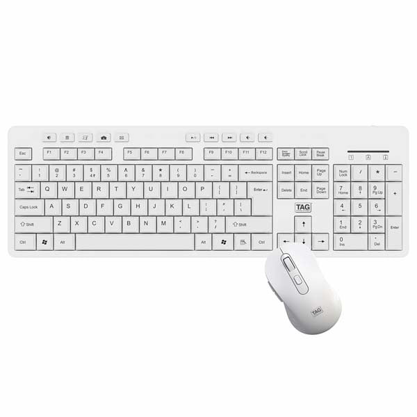 TAG KBWM1000 White Wireless Keyboard & Mouse Combo Kit – TechCure India