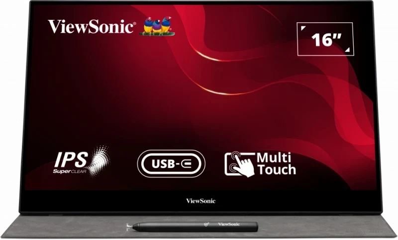 VIEWSONIC PORTABLE TOUCH MONITOR TD1655, 15.6 INCH(39.624 CM) 1920 X 1080 PIXELS LED WITH IPS PANEL, 10 POINT CAPACITIVE TOUCH SCREEN, FRAMELESS, 2 WAY POWERED 60W USB C, DUAL SPEAKERS(METALIC SILVER) – TechCure India
