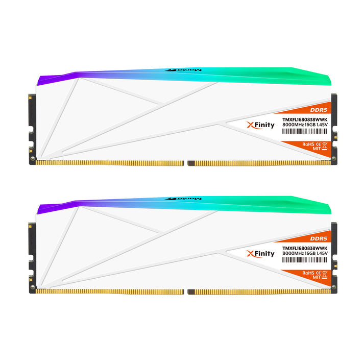 V-COLOR Manta XFinity RGB 32GB (16x2) DDR5 6000MHz Gaming Memory, 16GB x2, CL30, Intel XMP & AMD EXPO, White – TechCure India