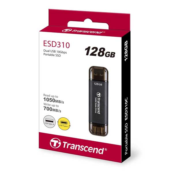 Transcend 310C 128GB USB C & USB A External Portable SSD – TechCure India