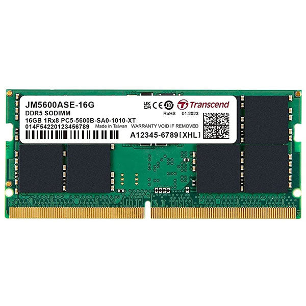 Transcend JetRam 16GB (1 X 16GB) DDR5 5600MHz CL46 (1Rx8) SO-DIMM Laptop Ram (JM5600ASE-16G ) – TechCure India