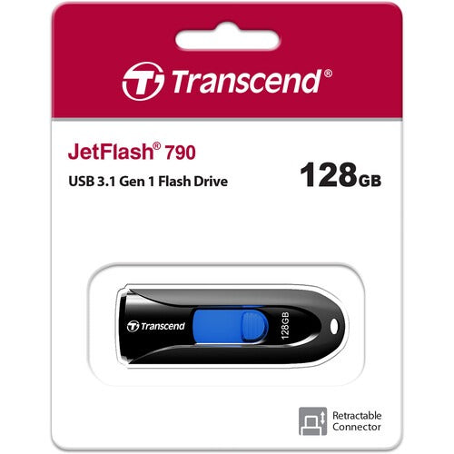 Transcend JetFlash 790 128GB Flash Drive (Black) – TechCure India