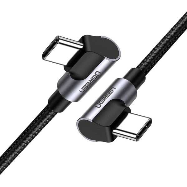 Ugreen US323 Angled USB-C Cable Aluminum Case with Braided 1m (Black) 70529 – TechCure India