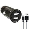 UltraProlink 12W-2.4A Fast Car Charger with Dual USB Ports|Made in India|with USB A-Type C Cable 1m|Mach12|UM1197C (Black) – TechCure India