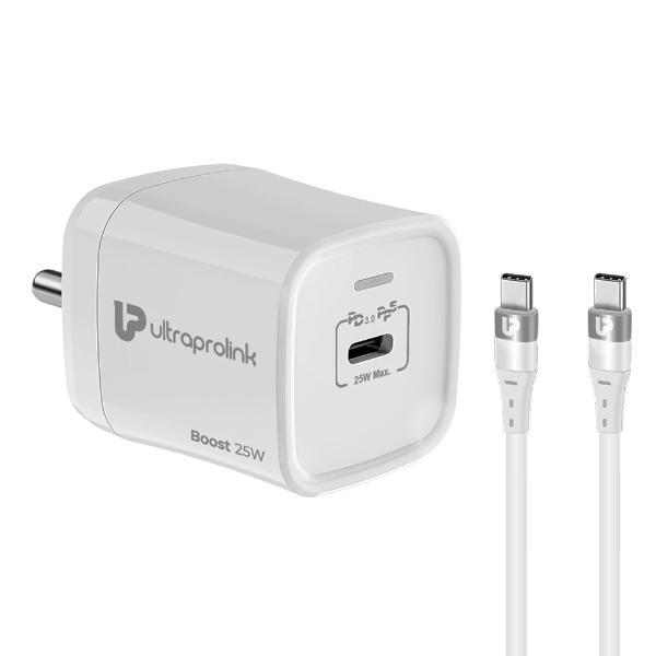UltraProlink Boost PD25 25W PD-PPS charger with Type C port + PD Cable (1m) UM1137C – TechCure India