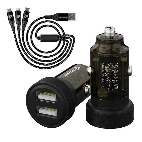UltraProlink Higher Power Car Charger with 3in1 Charging Cable UM1109 – TechCure India