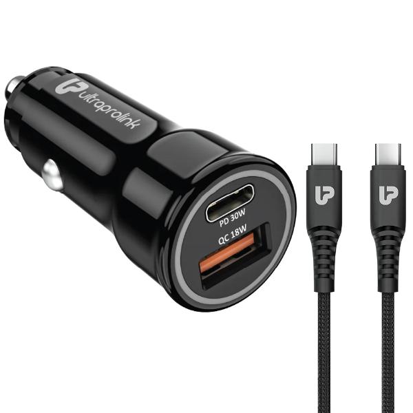 UltraProlink Mach 48 PD/QC3.0/PPS Car Charger (48W) with 1m C2C Cable (UM1157C) – TechCure India