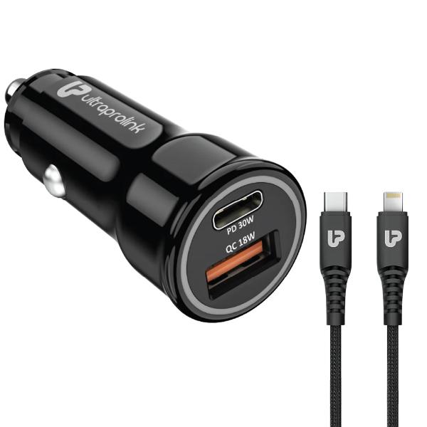 UltraProlink Mach 48 PD/QC3.0/PPS Car Charger (48W) with C2L Cable 1m (UM1157L) – TechCure India