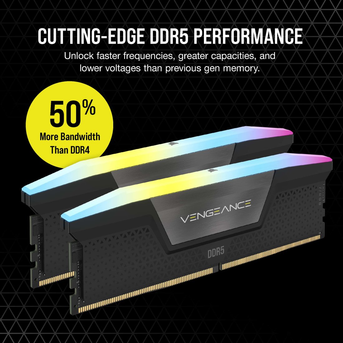 CORSAIR VENGEANCE RGB DDR5 RAM 64GB (2X32GB) 6400MHZ CL32 CMH64GX5M2B6400C32 – TechCure India