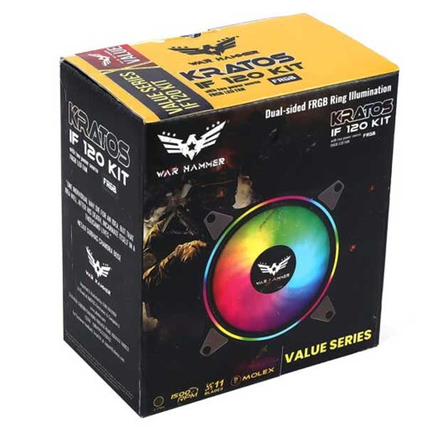WAR HAMMER Kratos IF120 Auto RGB Kit Value Series 120mm 1500 RPM Case Fan – TechCure India