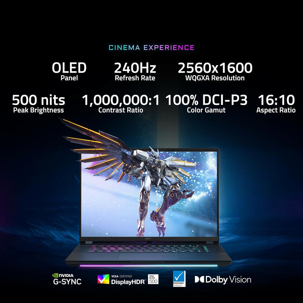 Gigabyte Aorus Master 16 BXHC4INE64SH, Intel Core Ultra 9 275HX Processor, 32 GB DDR5 Ram, 1TB M.2 NVMe SSD, NVIDIA GeForce RTX 5070 Ti 12GB GDDR7, 16 Inch, OLED WQXGA Gaming Laptop with 2 Years Warranty – TechCure India