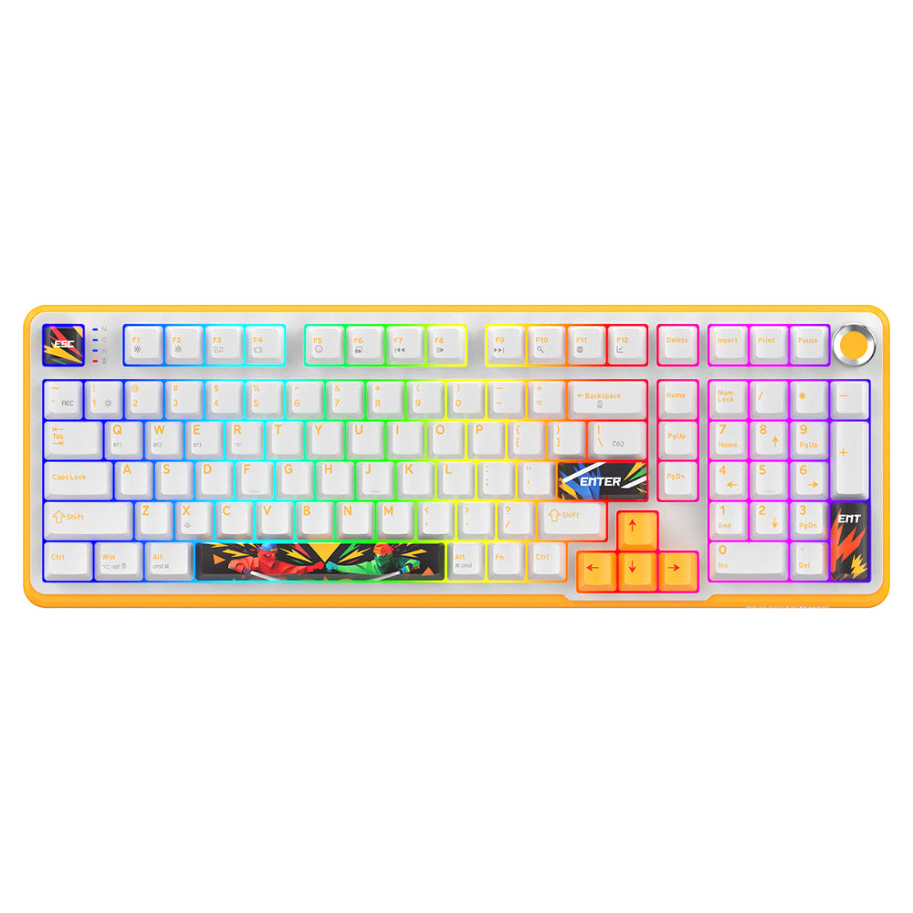 COSMIC BYTE Arcturus 98% Tri-Mode Mechanical RGB Wireless Gaming Keyboard ( White / Amber ) ( Outemu Custom Yellow ) ( TCBP03570 ) – TechCure India