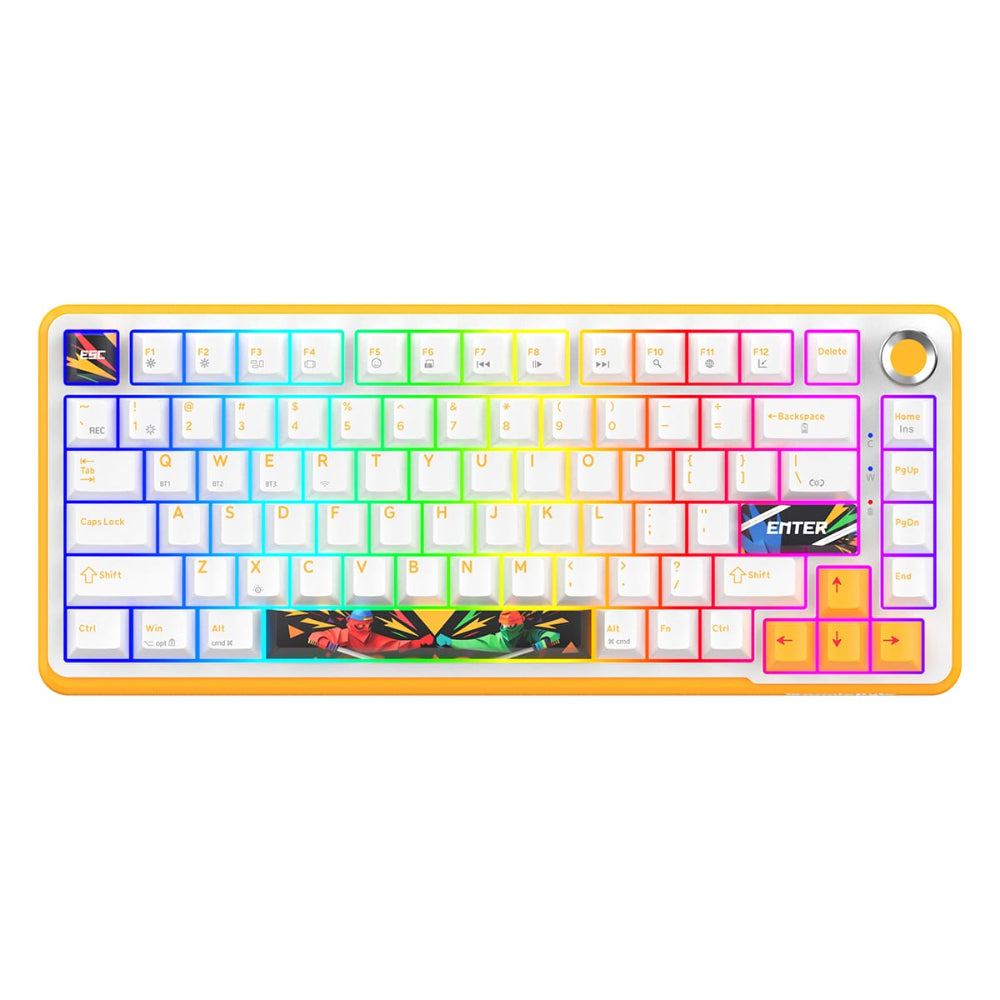 COSMIC BYTE Arcturus 75% Tri-Mode Mechanical RGB Wireless Gaming Keyboard ( White / Amber ) ( Outemu Custom Yellow ) ( TCBP03566 ) – TechCure India