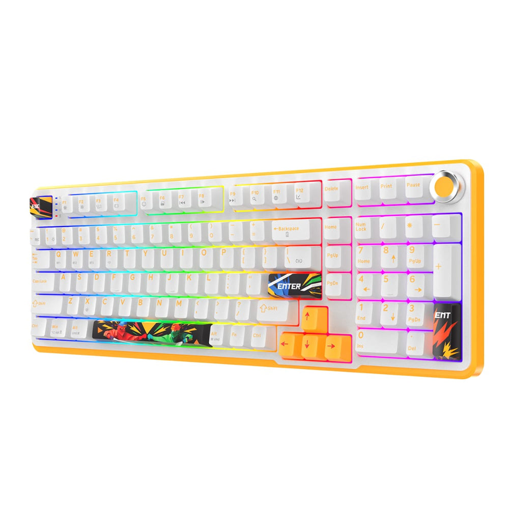 COSMIC BYTE Arcturus 98% Tri-Mode Mechanical RGB Wireless Gaming Keyboard ( White / Amber ) ( Outemu Custom Yellow ) ( TCBP03570 ) – TechCure India